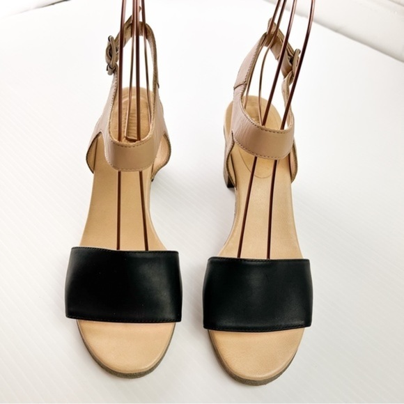 MM6 Sandals womens size 8.5 Ankle Strap Leather Two Toned Block Heel - Picture 3 of 10